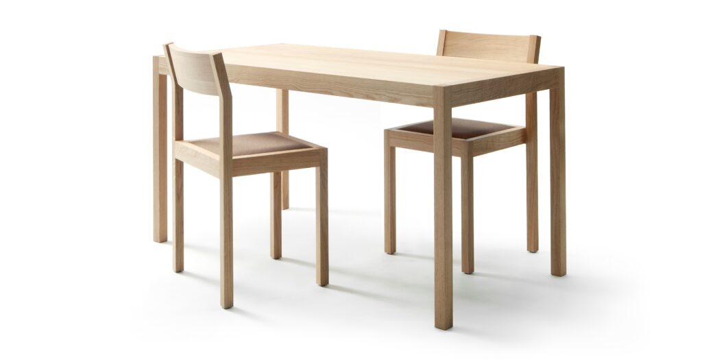 Seminar table with Seminar KVT2 chairs in oak by Kari Virtanen