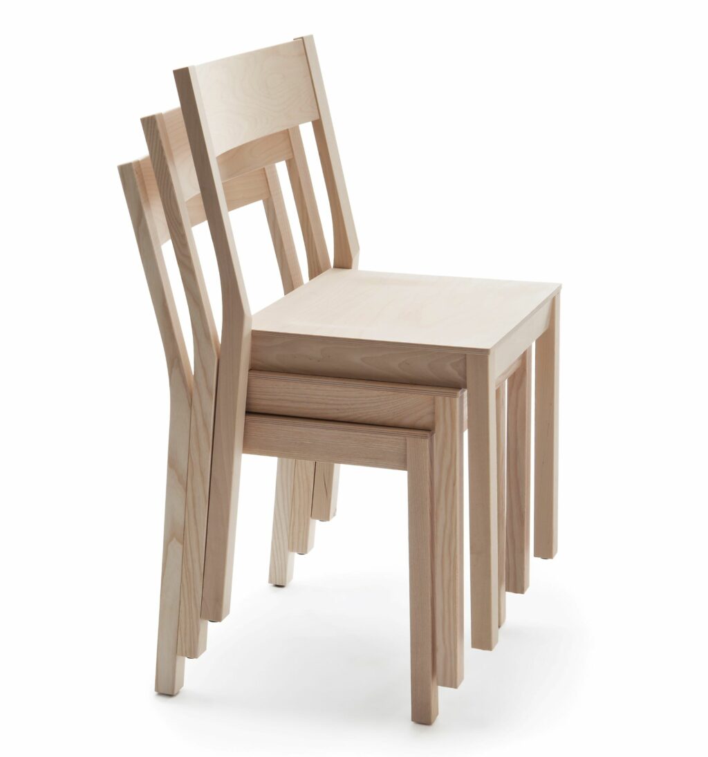 Stacked Skandinavia KVT6 chair in birch by Kari Virtanen